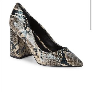 Charles David Snakeskin Print Block Heel